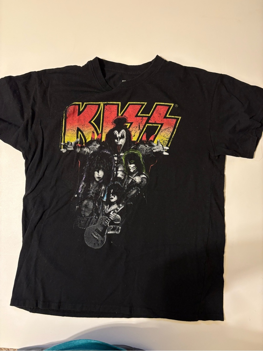 KISS Black Graphic Short-Sleeve Tee with Red and Yellow Logo
